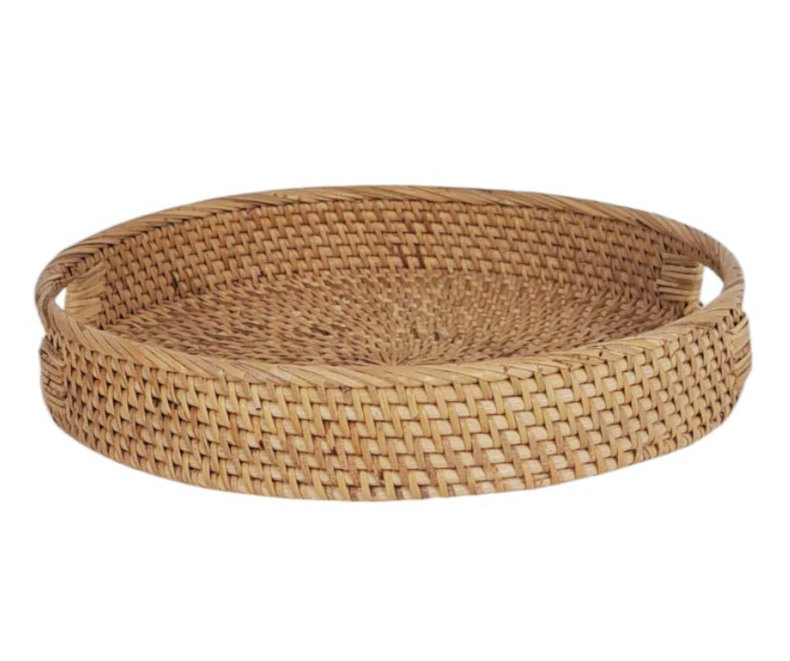 RATTAN TRAY ROUND SMALL HANDLES NATURAL