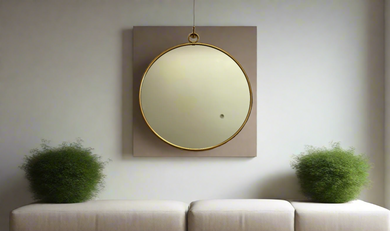 Antique Brass Mirror Round Classic with Hook