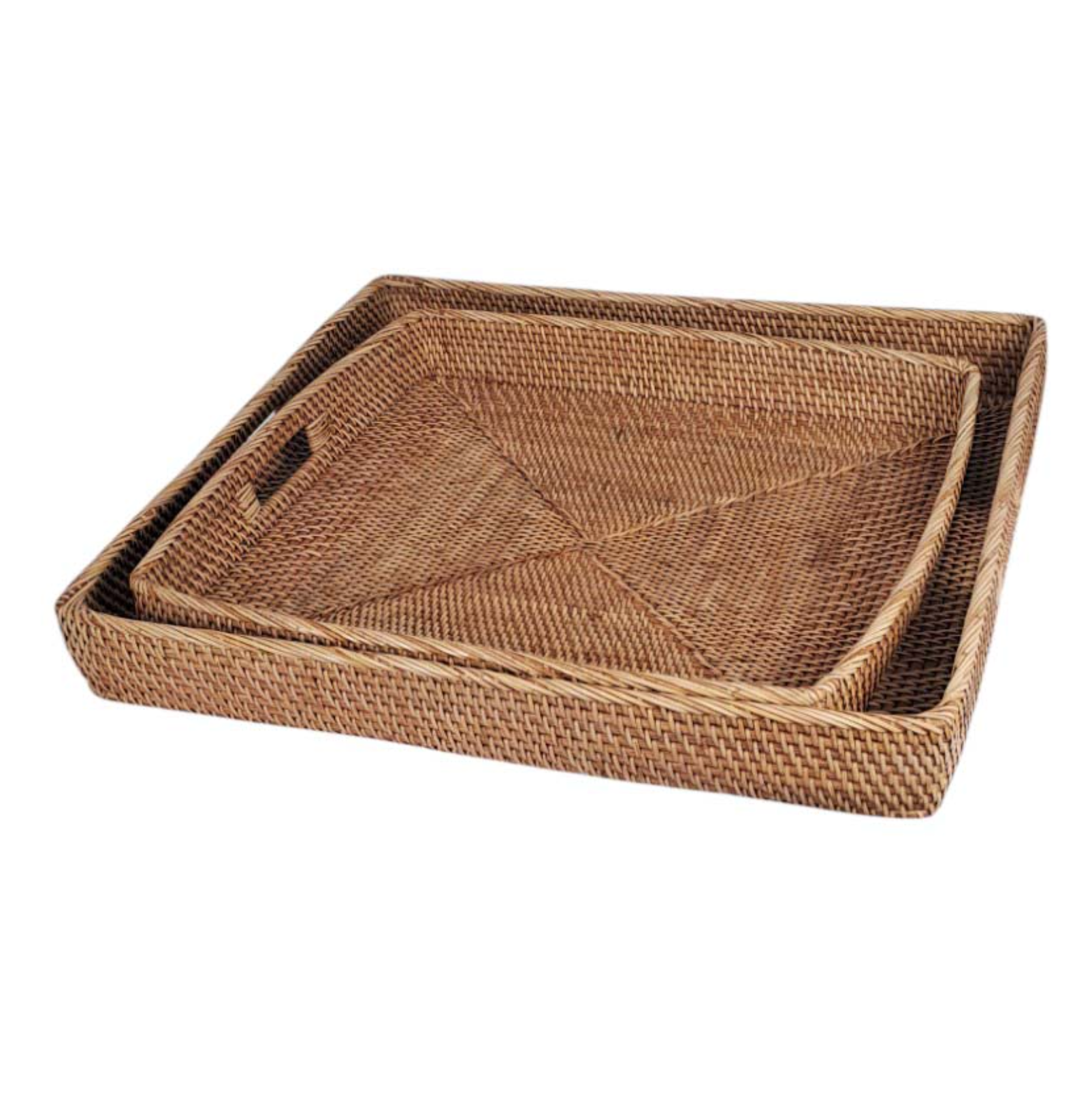RATTAN TRAY SQUARE SET OF 2 NATURAL