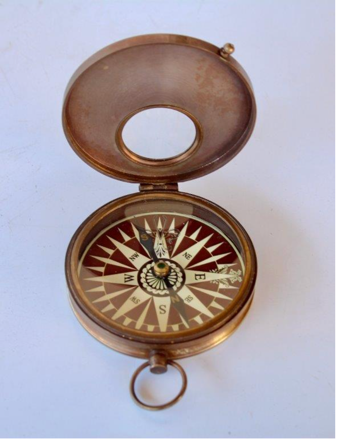 BRASS COMPASS WITH SEE THROUGH LID