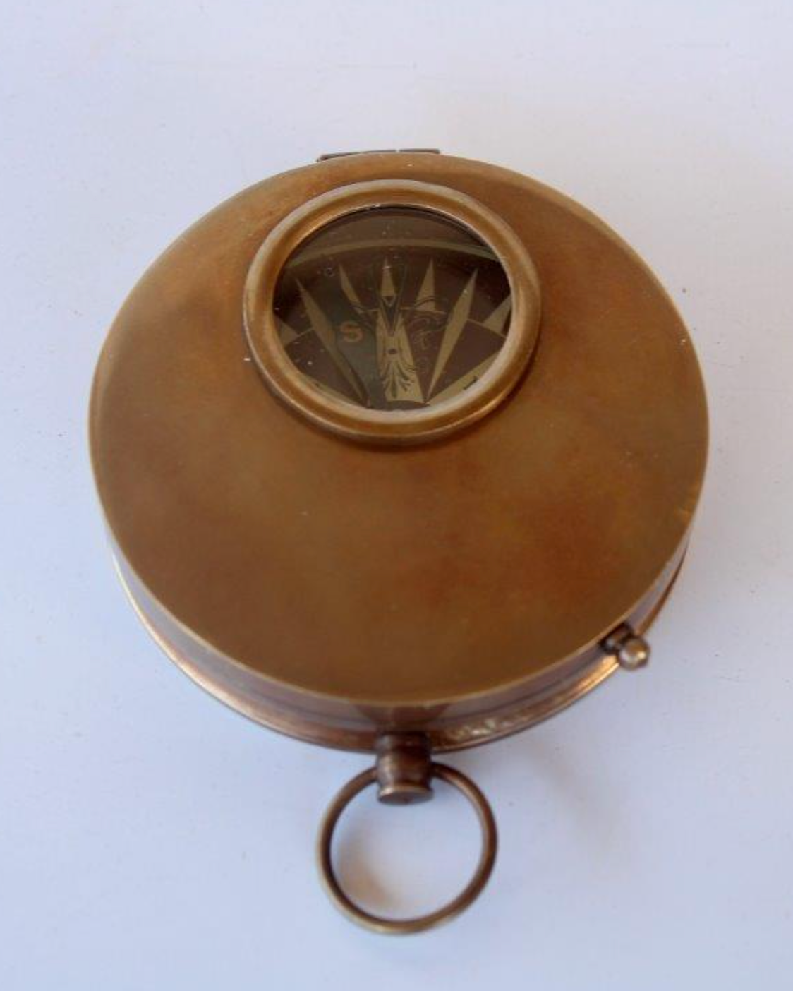 BRASS COMPASS WITH SEE THROUGH LID