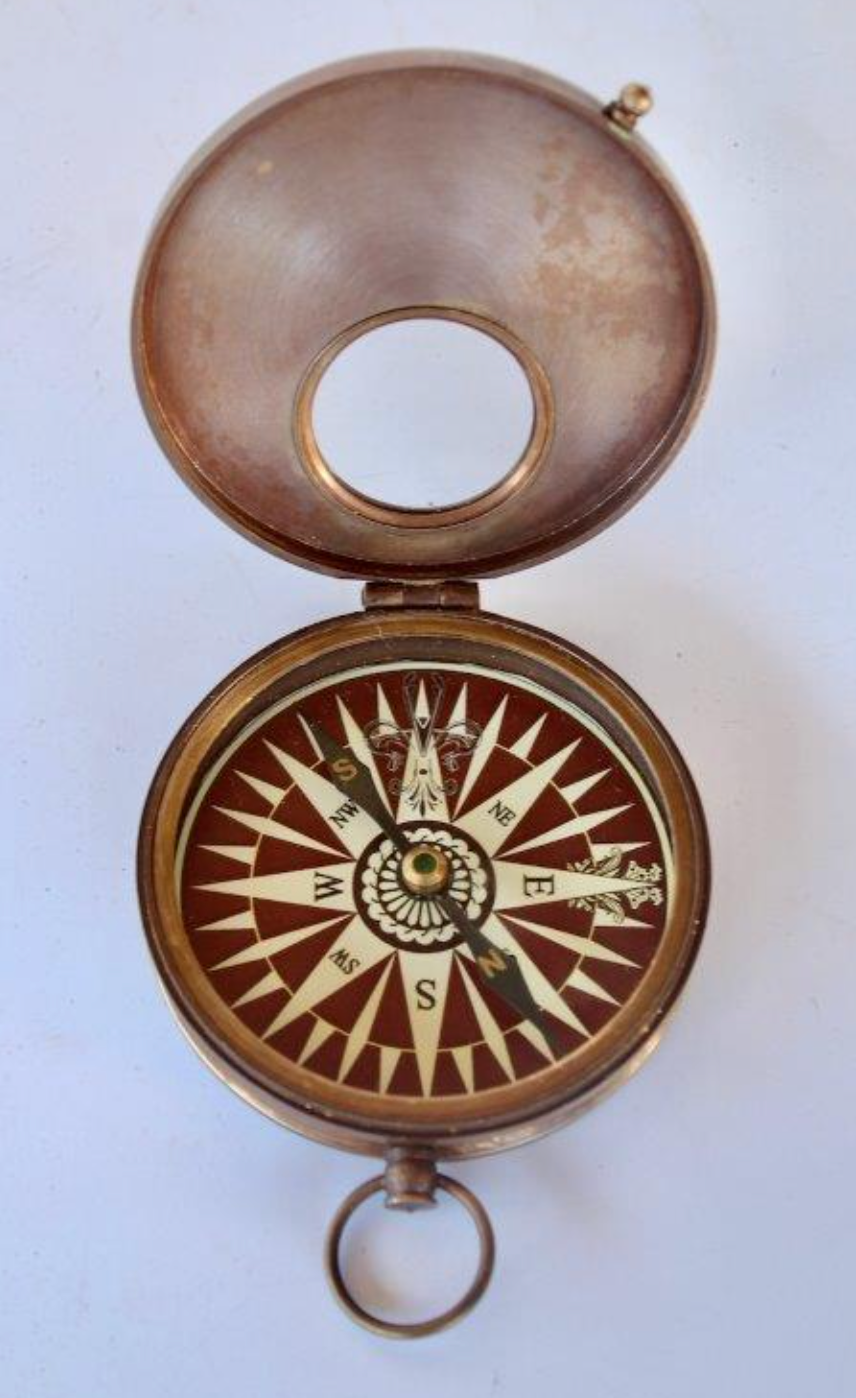 BRASS COMPASS WITH SEE THROUGH LID