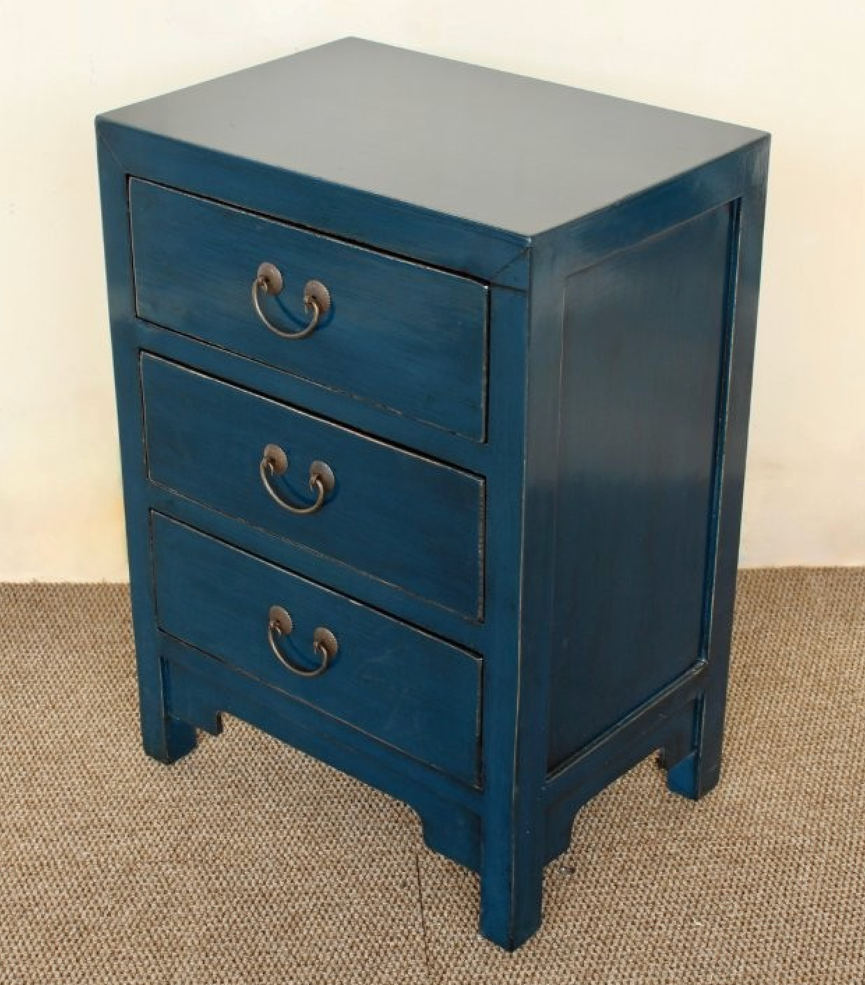 BLUE 3 DRAWER BEDSIDE TABLE