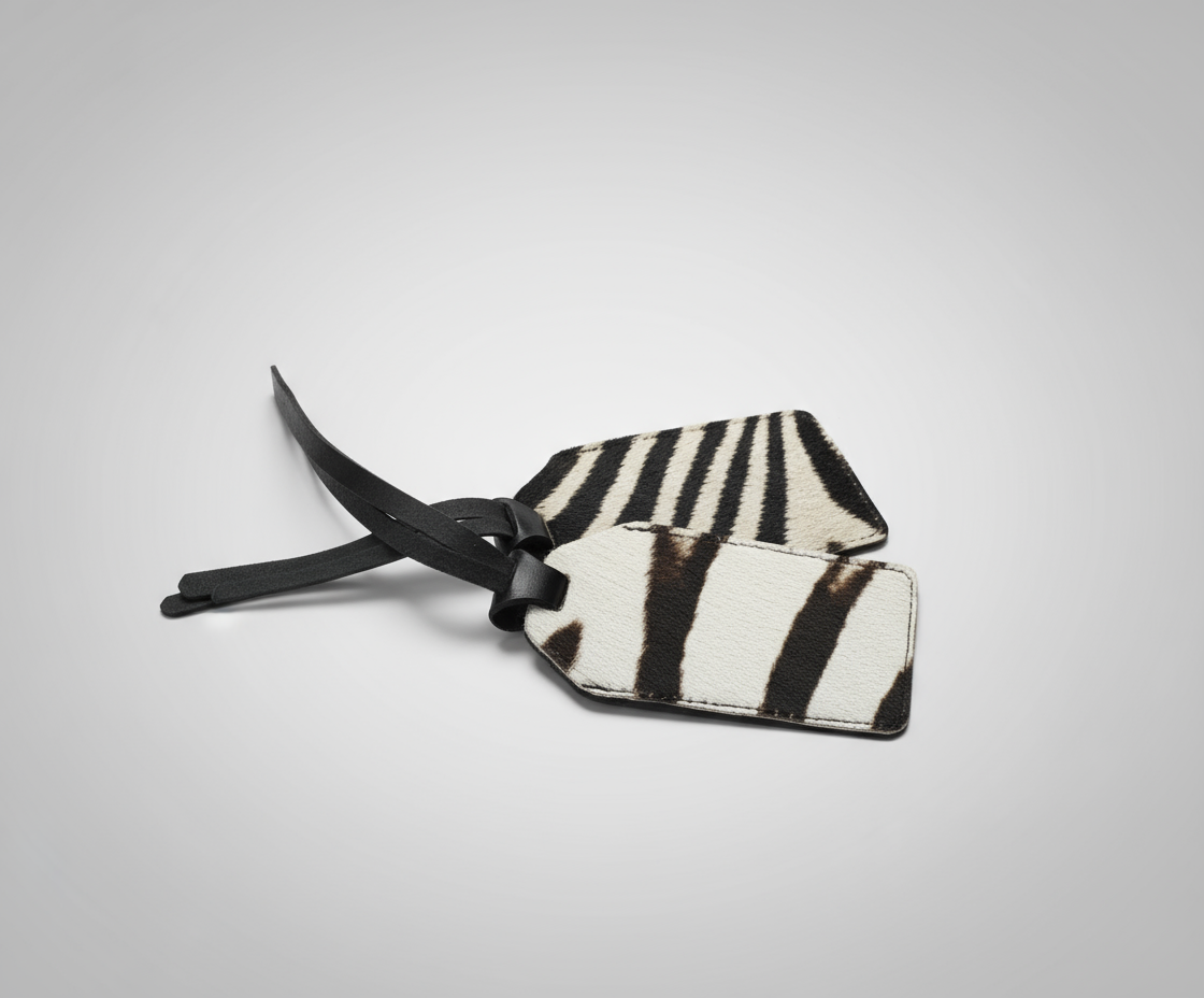 Set of 2 Custom Made REAL ZEBRA Luggage Tags