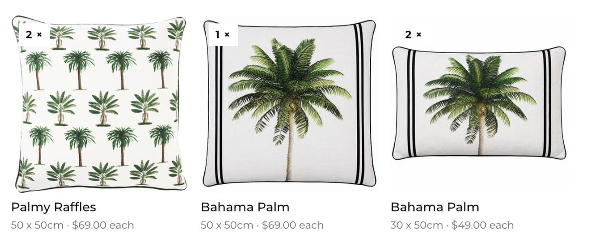 IMPORTED PALMY BAHAMA SCATTER CUSHION BUNDLE 🇦🇺