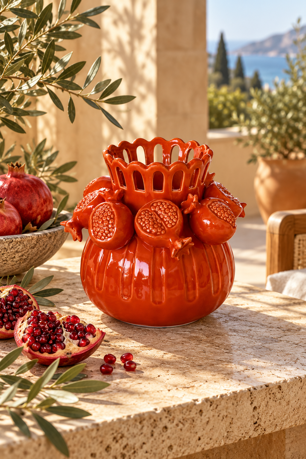 MEDIUM RED POMERGRANATE VASE