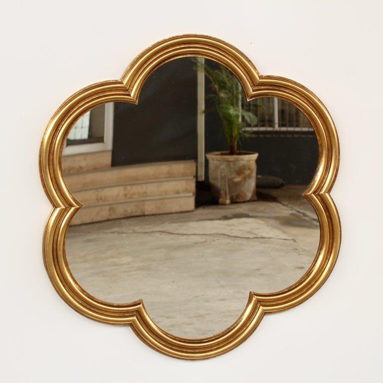 Scalloped Gold Metal Mirror