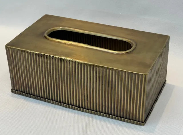 Tissue Box Greek Rectangular Antique Brass