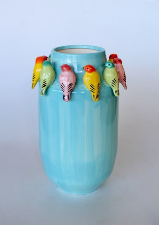 EXTRA LARGE BLUE BIRD VASE