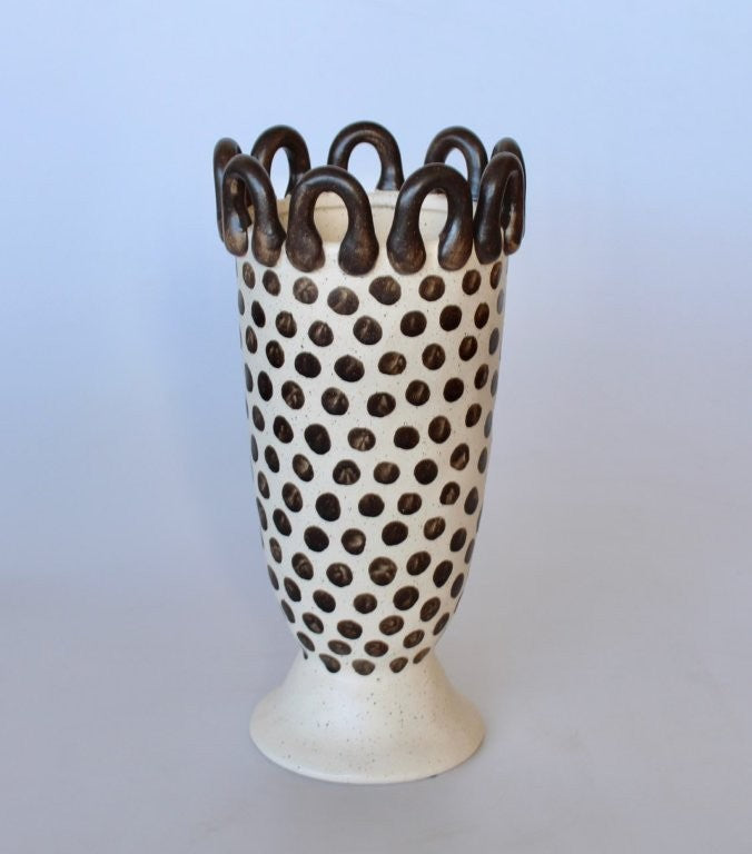 Chocolate and White Spotted Vase