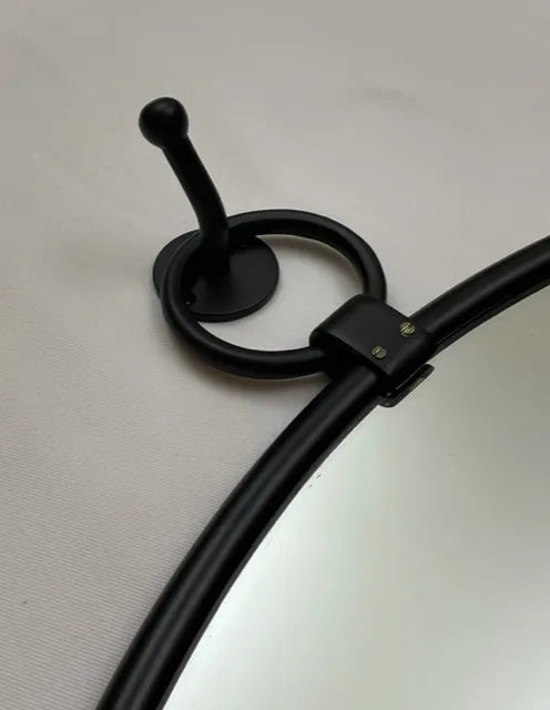 Mirror Round Classic With Hook Matt Black