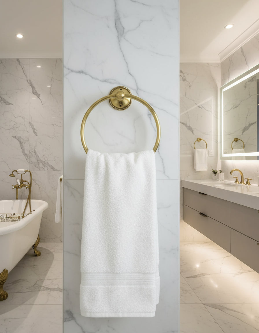 Towel Ring Beaded Brass