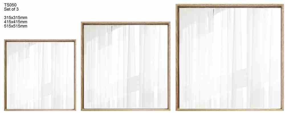 Set of 3 Square Wall Mirrors – Modern Design (215mm, 415mm, 515mm) Decorative Mirror Set