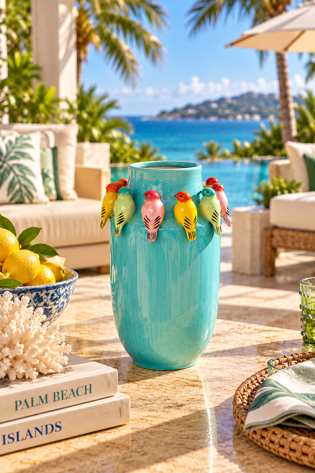 EXTRA LARGE BLUE BIRD VASE