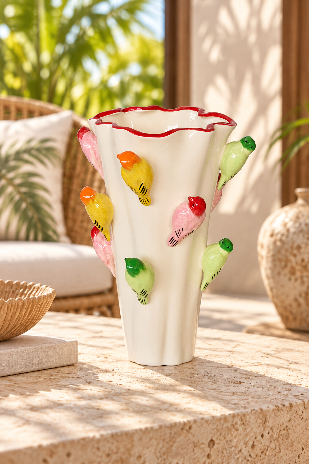 Extra Large Yellow and Pink Multi Colour Vase