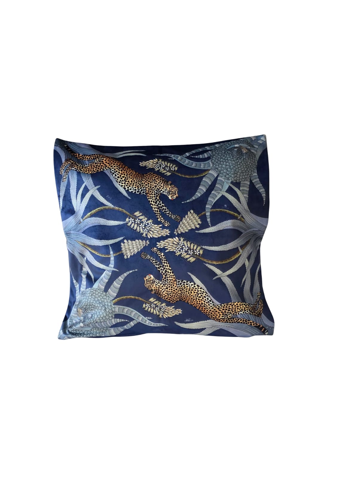 Velvet Cushion Cover - Cheetah Navy