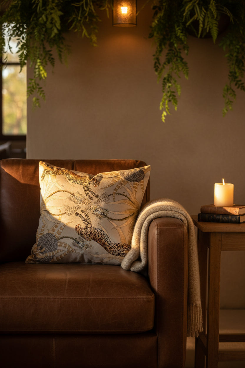 Velvet Cushion Cover - Cheetah Gold