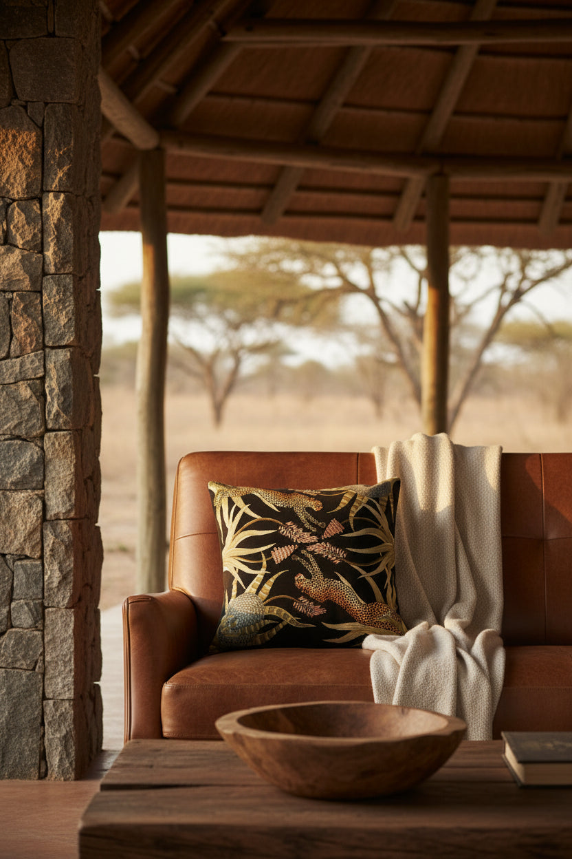 Velvet Cushion Cover - Cheetah Black