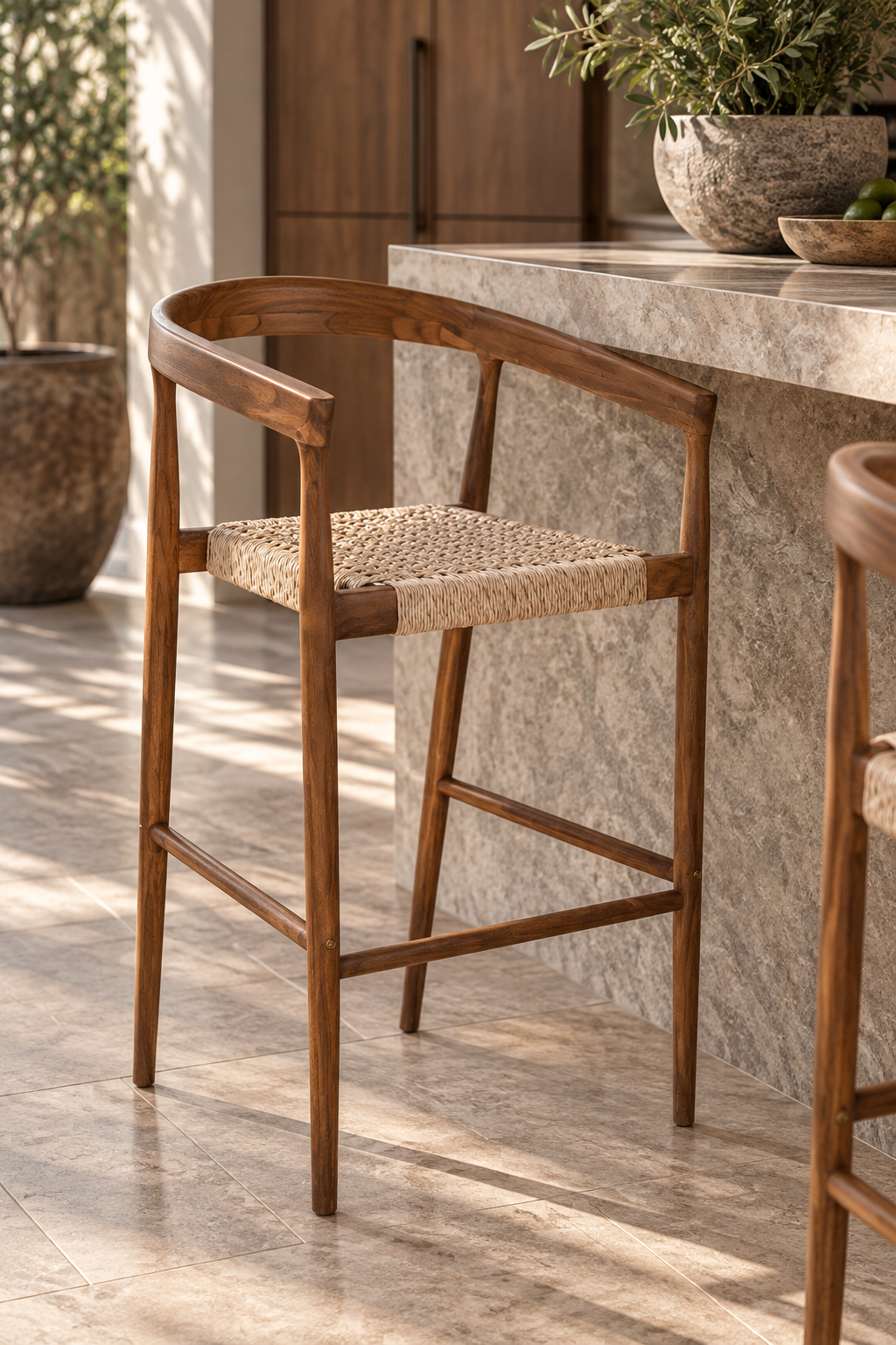 Kashmir Teak Bar Chair