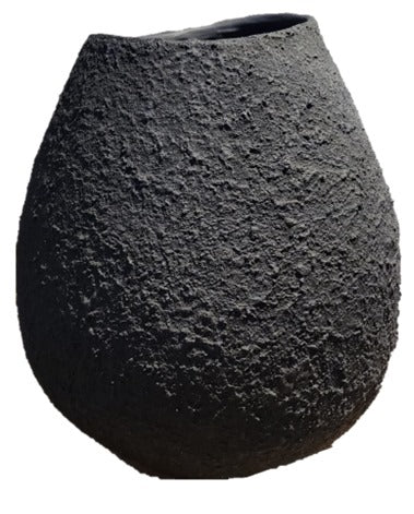 Boucle Black Bulb Ceramic Vase
