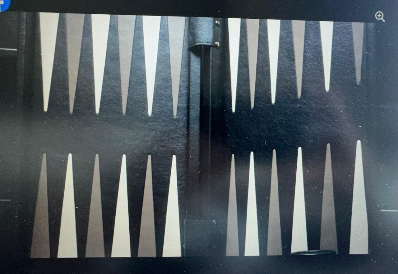 Black with Stone & Grey Genuine Leather Backgammon Board