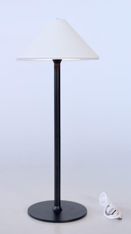 Black LED Table Lamp with White Chinese Shade