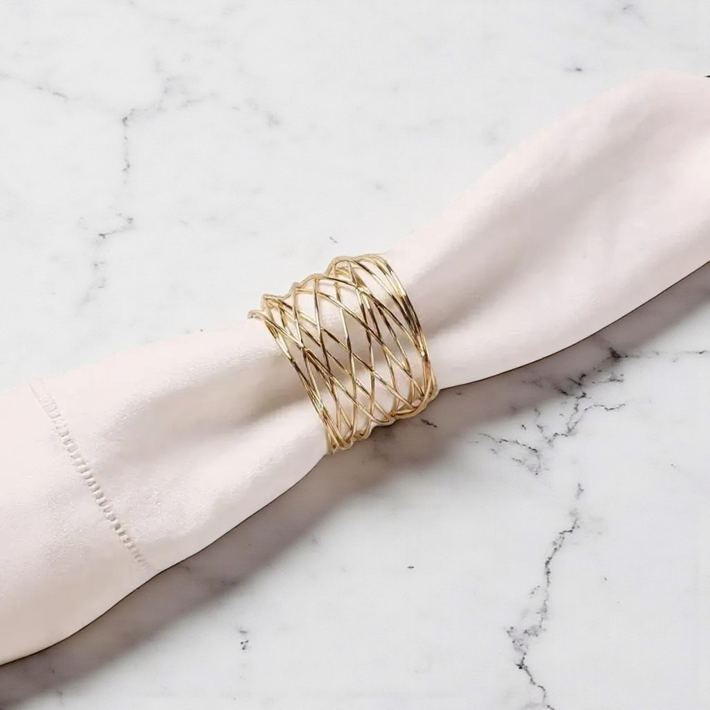 Napkin Rings 8pc Set - Gold Wired