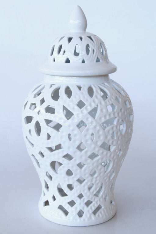 Extra Large White Cut Out Ginger Jar