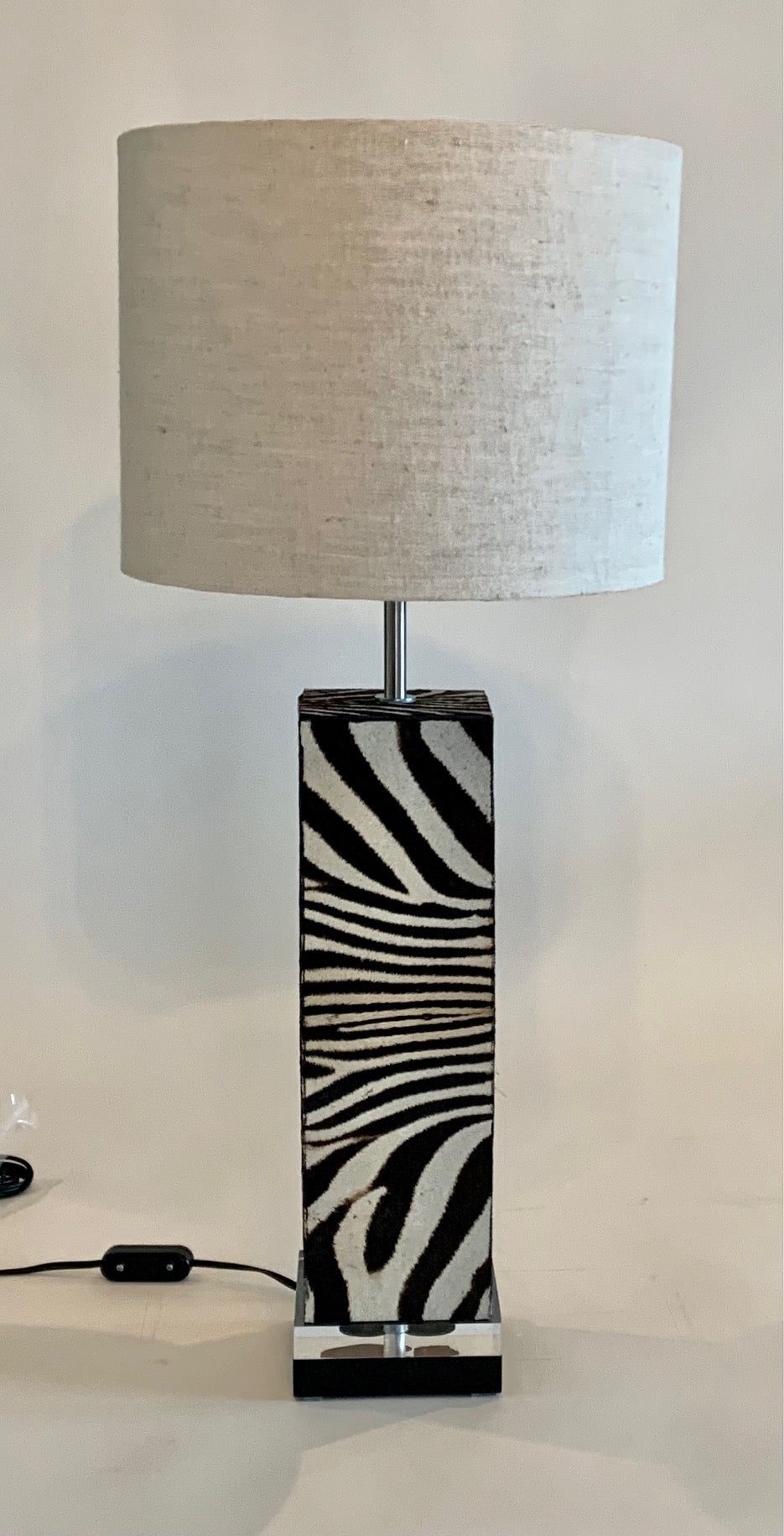 Zebra Face small block lamp on perspex base