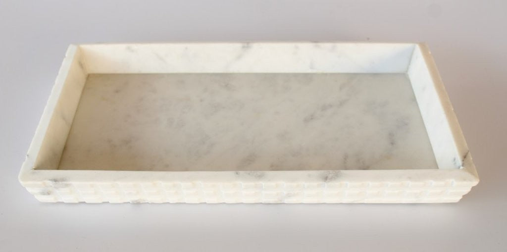 WHITE MARLBE OBLONG TRAY