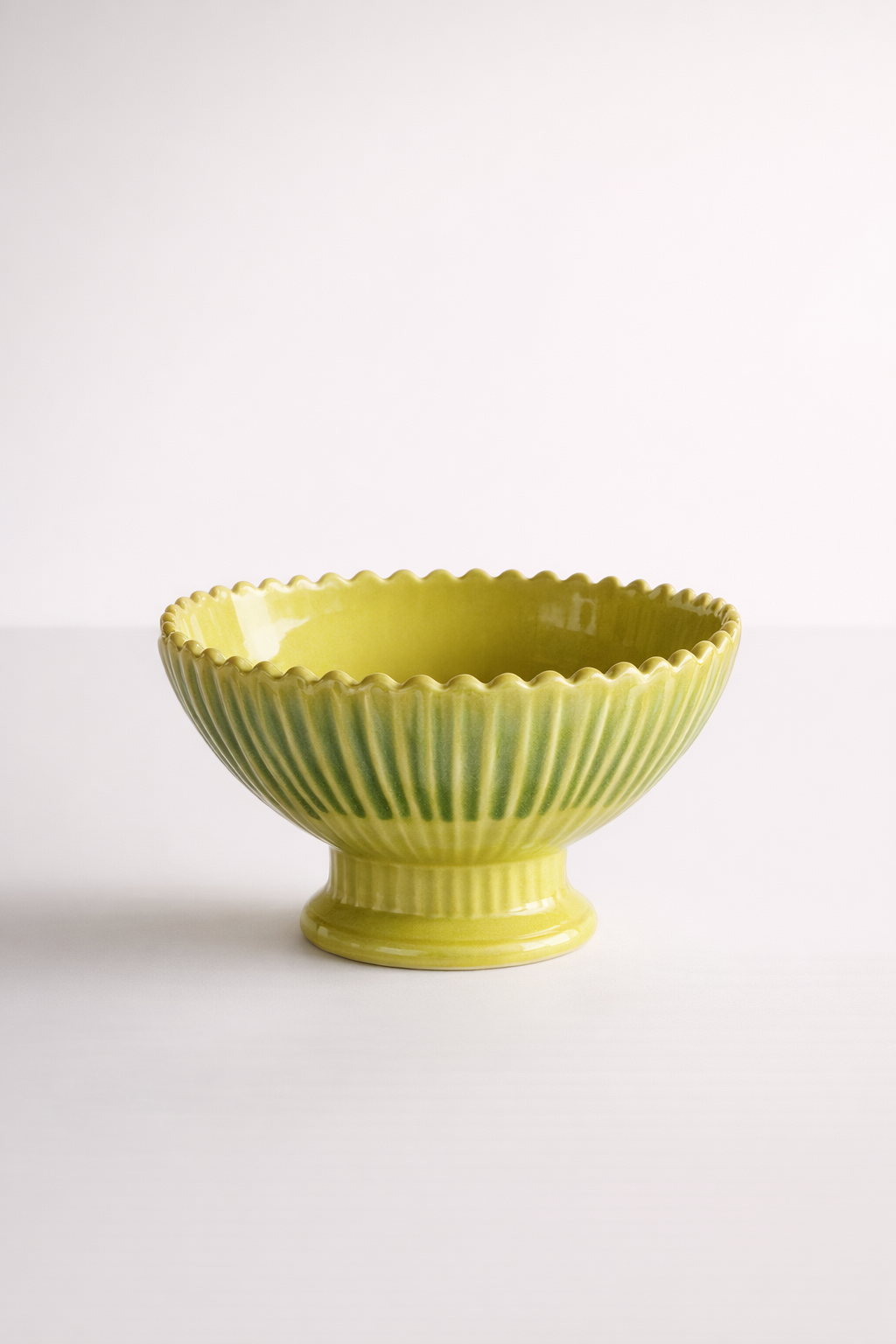 Lime Green Ceramic Bowl On Foot