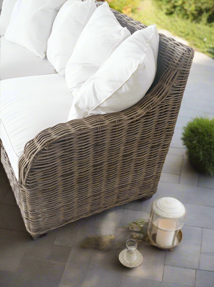 Thick Woven Cane Large 3.5 Seater Couch with 2 Seat and 5 back Cushions