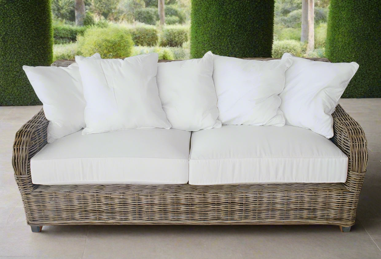 Thick Woven Cane Large 3.5 Seater Couch with 2 Seat and 5 back Cushions