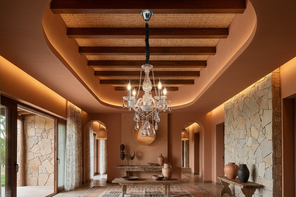 Crystal chandelier on a black background