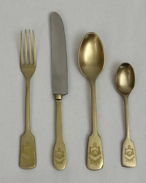 Cutlery Set of 4 Antique Brass
