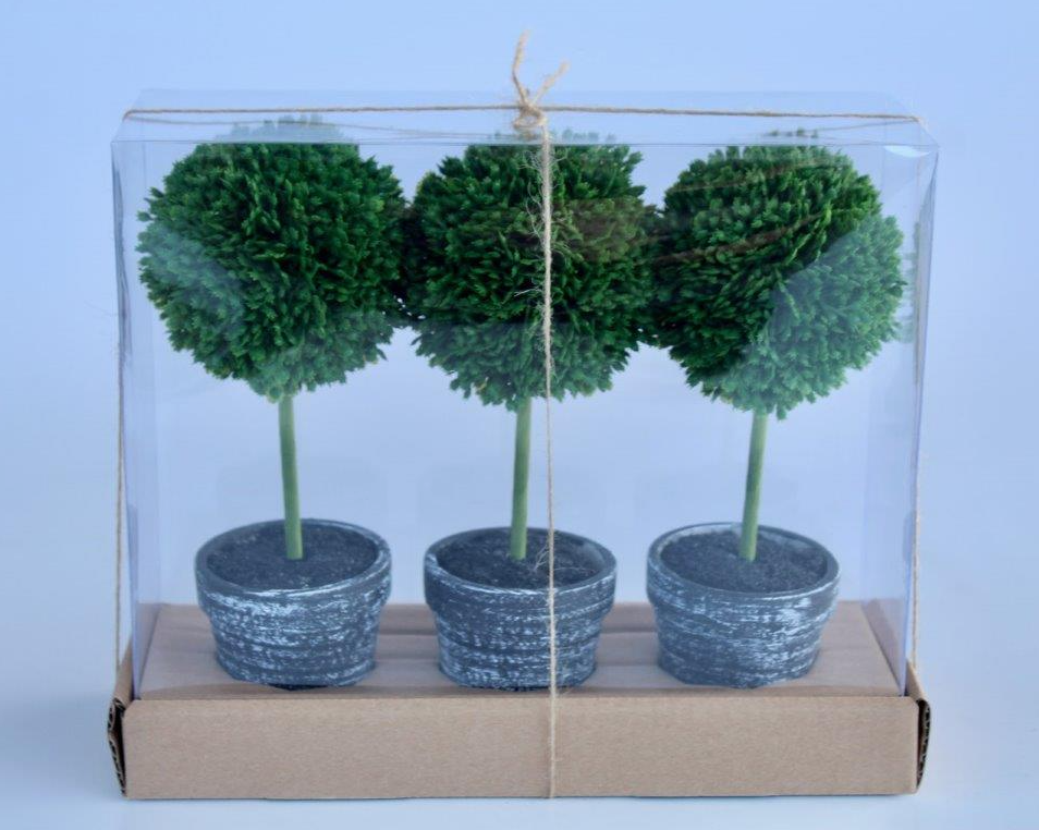 Set of 3 Topiary in Black Pots