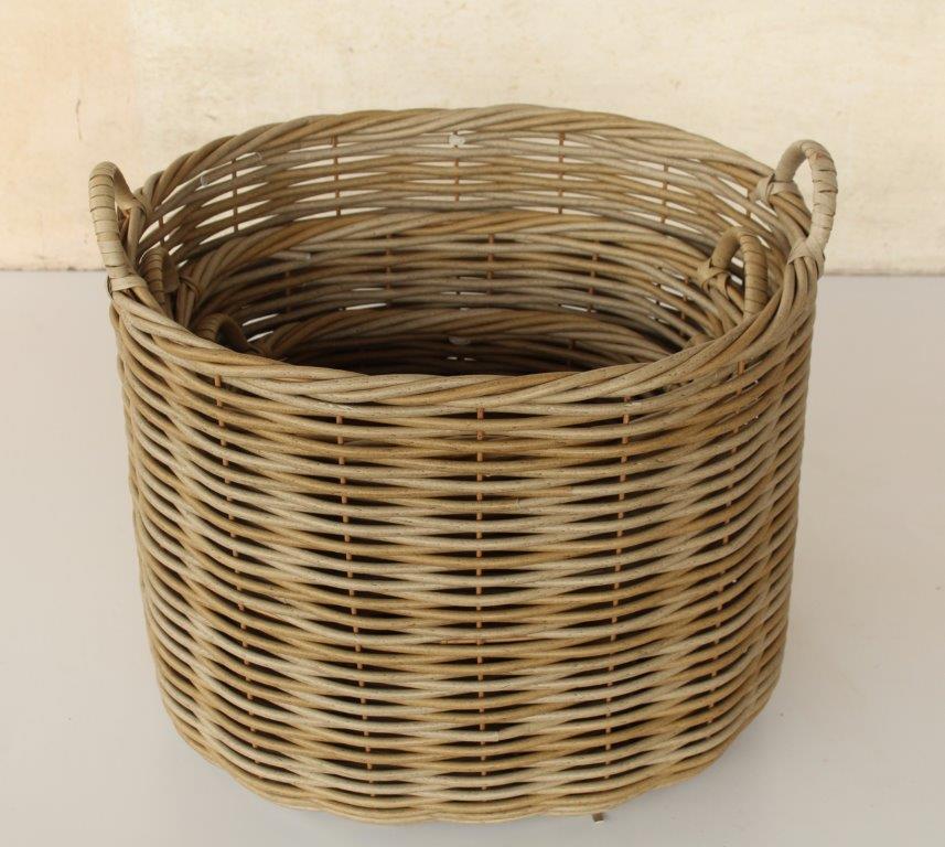Set of 3 Synthetic Rattan Oval Outdoor Baskets