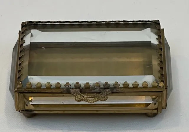 Glass Box Crystal Square Antique Brass