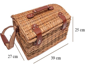 Forest Picnic Basket for 4 people (drawstring bag and cheese board included)