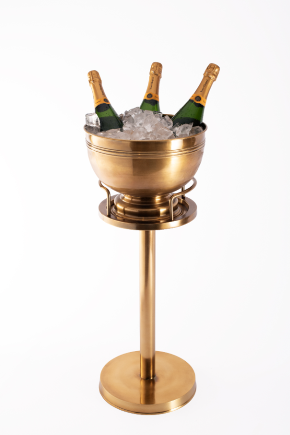 WINE BOWL AND STAND ITALIAN ANTIQUE BRASS