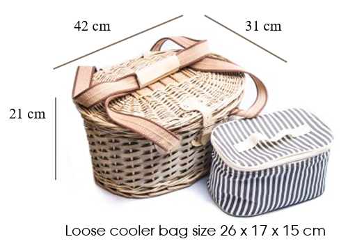 Ivory Picnic Basket with small Cooler Bag