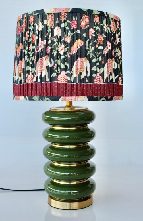 BOTTLE GREEN LAMP BASE ELEPHANT SHADE