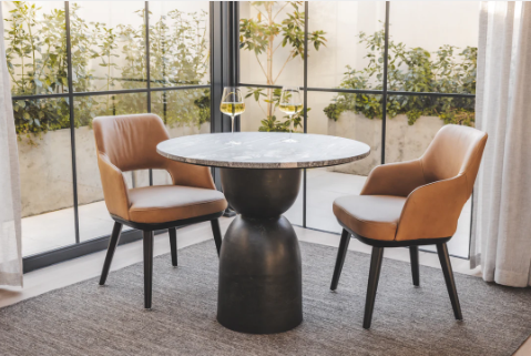 Lisbon Marble Bistro Table in Carbon