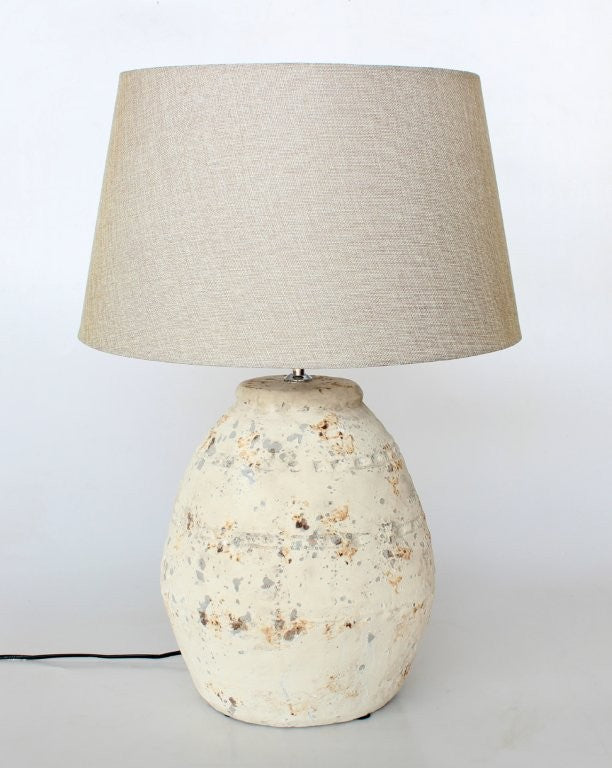Very Distressed Natural Lamp Base with Beige Shade