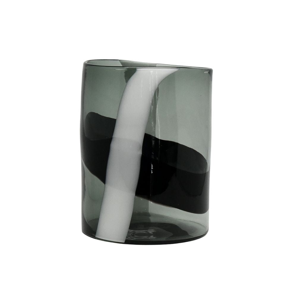 Black and White Cylinder Small Glass Vase