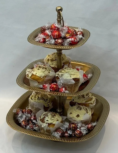Antique Brass 3 Tier Patisserie Royal Serving Stand