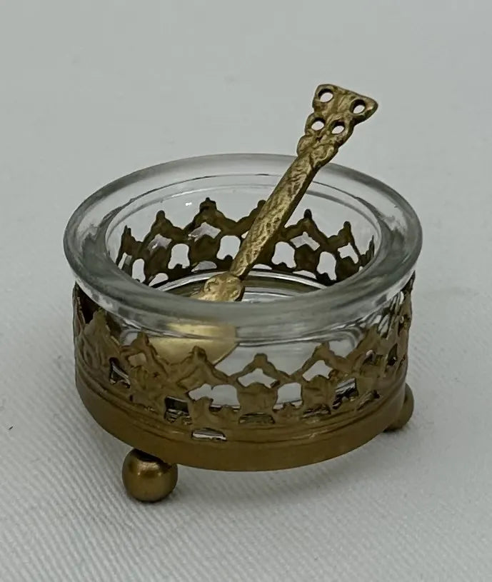 Antique Brass Queens Salt Pot