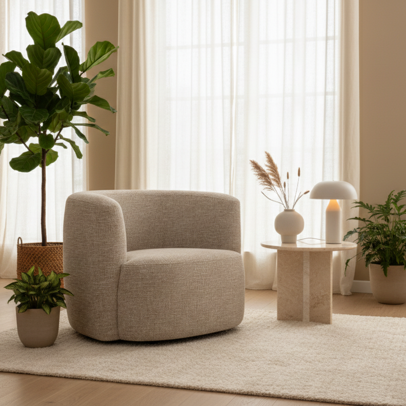 Textured armchair on a white background