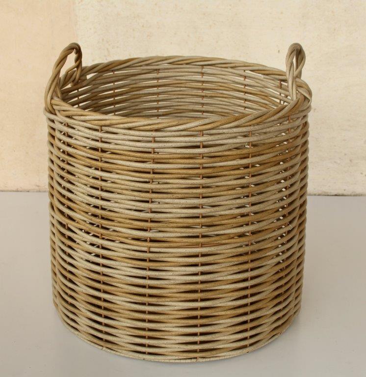 Set of 3 Synthetic Rattan Round Outdoor Baskets