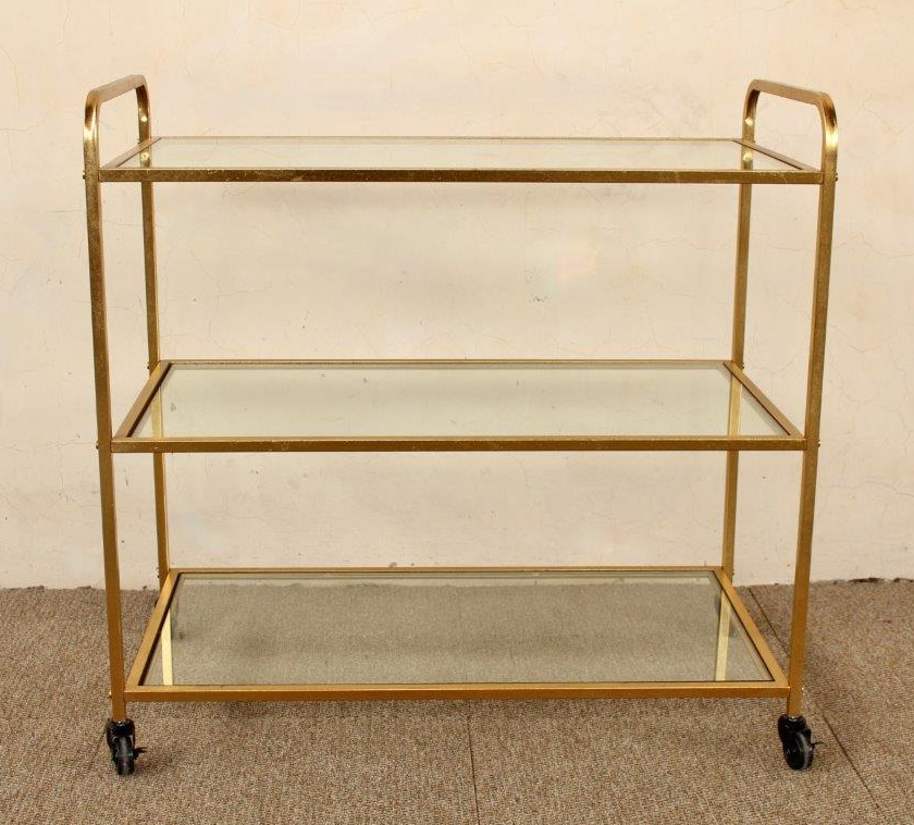 Gold Rectangle 3 Tier Trolley
